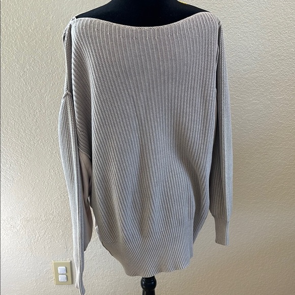 Free People City Of Stars Boat Neck Knit Peep Shoulder Sweater - Picture 6 of 8